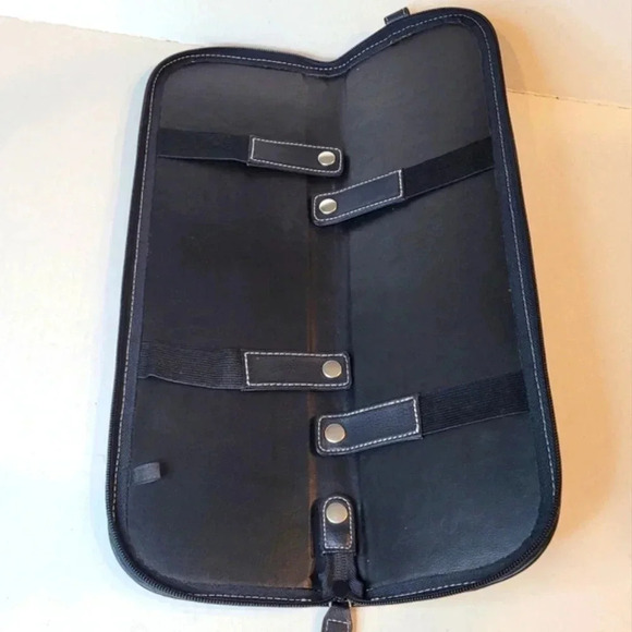 GEOFFREY BEENE Black Leather Tie Case Holder Travel Case Vintage - Picture 5 of 11